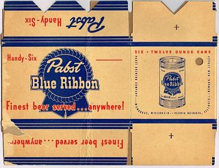 1951 Pabst Blue Ribbon Beer "Handy Six" 6 - Pack Holder 