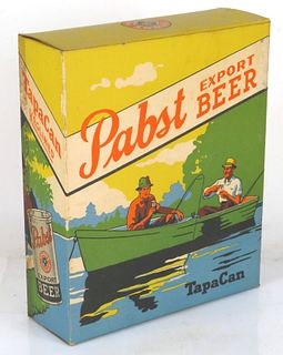 1937 Pabst Export Beer OI Six Pack Can Carrier Box Newark New Jersey