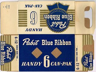 1954 Pabst Blue Ribbon Beer "Handy Six" 6 - Pack Holder 