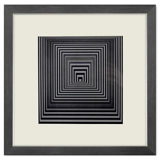 Victor Vasarely (1908-1997), "Vonal - 4 de la sÃ©rie Vonal" Framed 1971 Heliogravure Print with Letter of Authenticity
