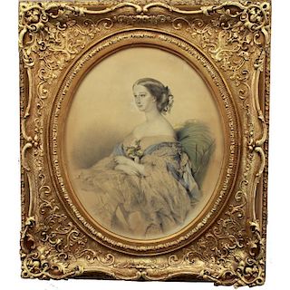 Antique Framed Print of Empress Eugenie