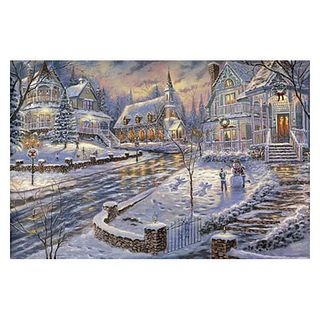 Robert Finale, "Christmas Snow" Hand Signed, Artist Embellished AP Limited Edition on Canvas with COA.