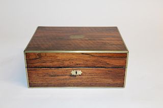 Antique dresser box in rosewood with bronze trim