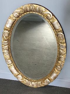 Art Deco Carved Silver & Gilt Decorated Oval
