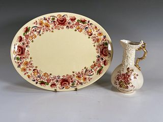 JOHNSON BROS KEW GARDENS SERVING PLATE AND PITCHER/VASE