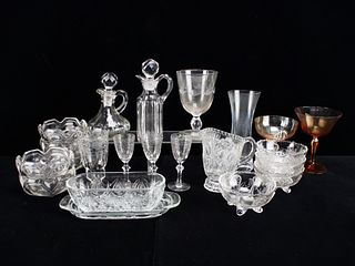 LOT OF ASSORTED GLASSWARE DISHES GLASSES