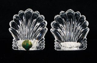 TWO WATERFORD CLEAR CRYSTAL SCALLOP SHELLS