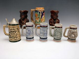 LOT OF COLLECTIBLE BEER STEINS AND MUGS AVON