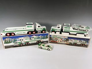 HESS TOY TRUCK & RACER AND TOY TRUCK & HELICOPTER IN BOX