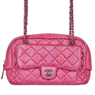 CHANEL PYTHON MAROON SHOULDER BAG Condition grade B.Â  Produced between 2012 and 2013. 30cm long...