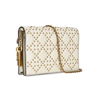 CHRISTIAN DIOR STUDDED CANNAGE LADY D WALLET ON CHAIN Condition grade A. 19cm long, 13cm high. ...