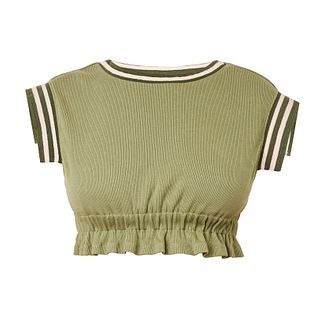 CHANEL RIBBED CROP TOP Condition grade B+. Size French 34. 60cm chest, 35cm length.Â Olive green...