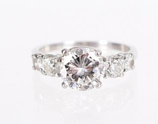A 2.13 Ct Diamond and Platinum Engagement Ring