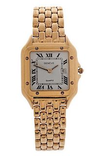 Geneve Quartz 18 Karat Yellow Gold Wrist Watch 