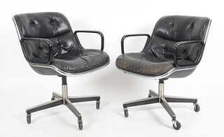 Pair Charles Pollock Executive Desk Chairs, Knoll