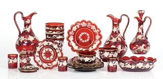 A Set of Bohemian Ruby Glass Tableware