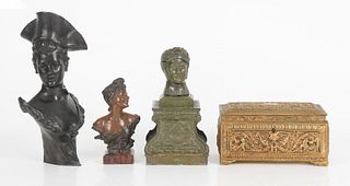 Group of Four Bronze and Spelter Table Articles