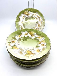 Set Of 8 German Porcelain hand painted Dessert Plates