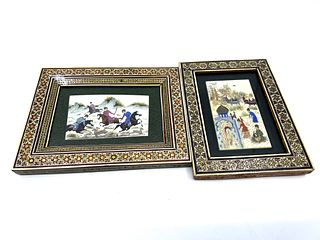 Pair of Indian hand painted art
