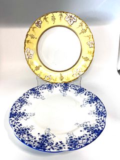 One derby and one Shelley Dainty blue dinner plates