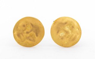 Jane A. Gordon 18K Yellow Gold Moonface Earclips