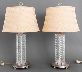 Art Deco Cut Glass Table Lamps, 2