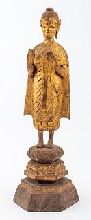 Antique Southeast Asian Gilt Wood Buddha Sculpture