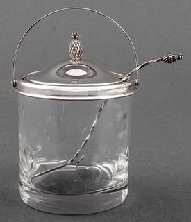 Cartier Sterling Silver Mounted Honey Pot