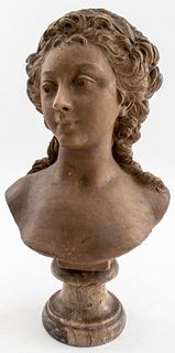 French Terracotta Bust of A Young Woman, 18/19th C
