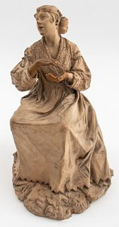 F. Morales Terracotta Sculpture of a Lady, 1889