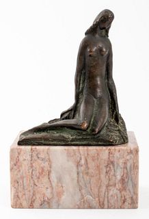 Patinated Bronze Nude Female Figure Sculpture