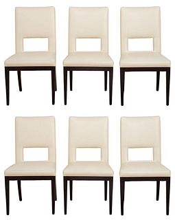 Italian Modern Leather Upholstered Dining Chairs 6