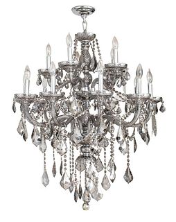 Waterford Style Smoky Crystal 20-Arm Chandelier