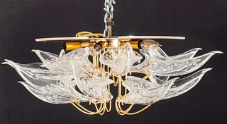 Murano Style Glass and Brass Ceiling Flush Mount