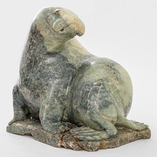 Enook Manomie Greenstone Walrus Sculpture