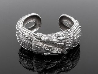 Kieselstein Style Sterling Crocodile Cuff Bracelet