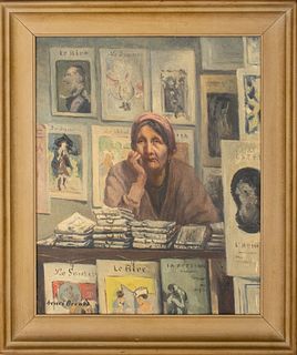 Henri-Georges Breard "Newspaper Seller" Oil