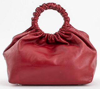 The Row Deep Rouge Leather Double Circle Bag