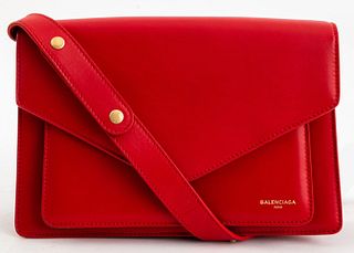 Balenciaga Red Leather Shoulder Bag