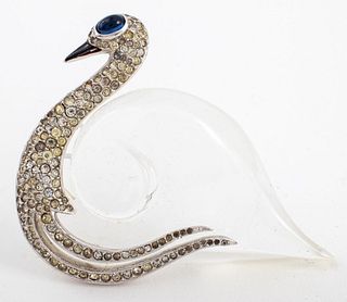 Crown Trifari Jelly Belly Swan Form Brooch