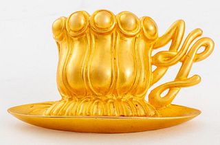 Karl Lagerfeld Gold Washed Teacup Form Brooch