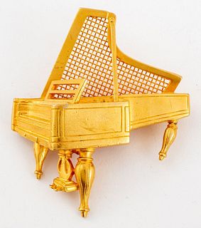 Karl Lagerfeld Gold Washed Piano Form Brooch