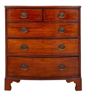George III Mahogany Bow Front Chest, 19th c