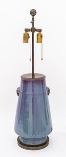 Purple & Blue Flambe Glazed Vase Mounted Lamp
