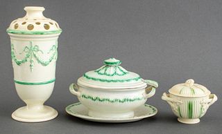 English Green & White Creamware, 18th C.