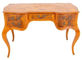 Italian Rococo Style Walnut Veneered Writing Table