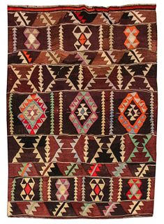 Afghan Kilim Flat-Woven Carpet, 7' 3" x 4' 9"