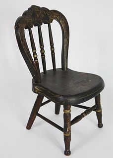 Antique Paint Decorated Doll's Chair