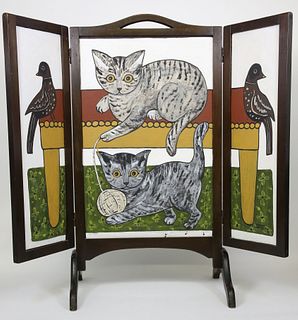 Maggie Meredith Painted 3-Panel Fireplace Screen