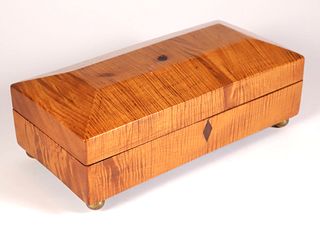 Vivid Tiger Maple Sewing Box, 19th Century